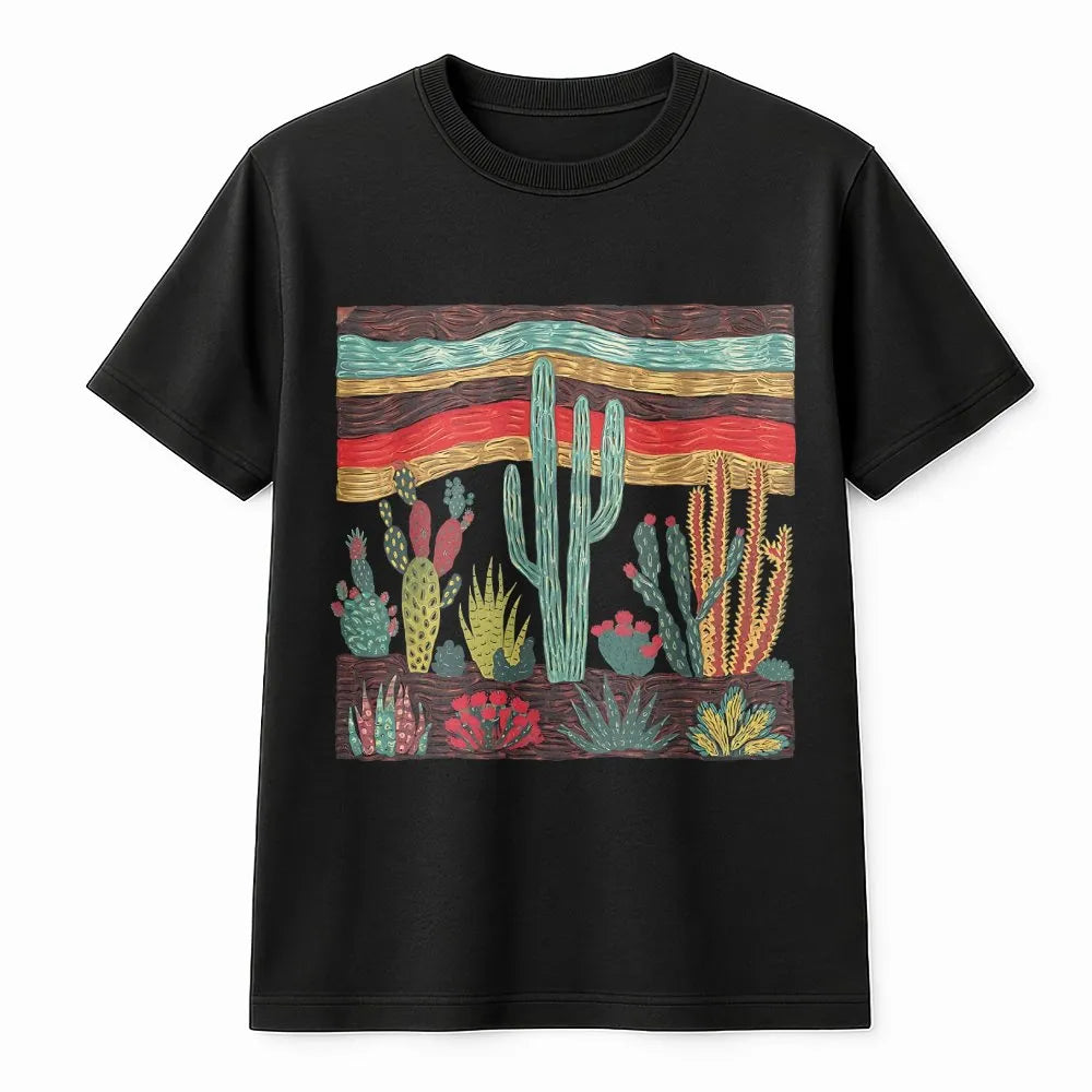 Retro Desert Cactus T-Shirt | Southwest Boho Botanical Graphic | Premium Soft Cotton Tee | Unique Plant Lover Gift