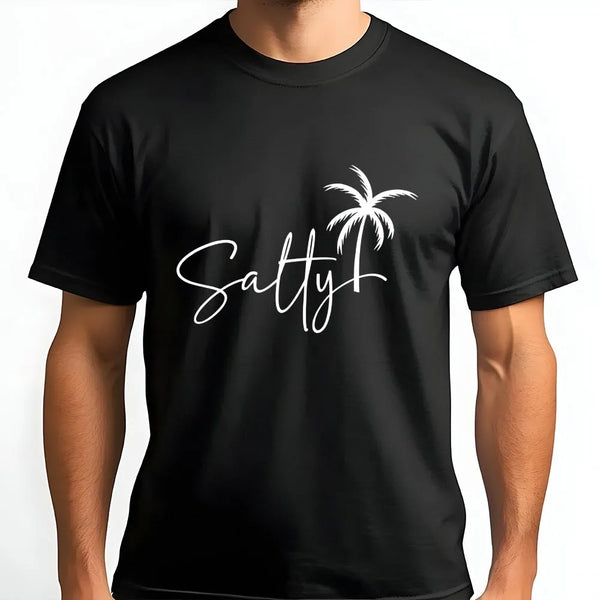 Salty Palm Tree T-Shirt | Minimalist Beach Graphic Sweatshirt | Soft Cotton Blend | Summer Vacation Gift for Women
