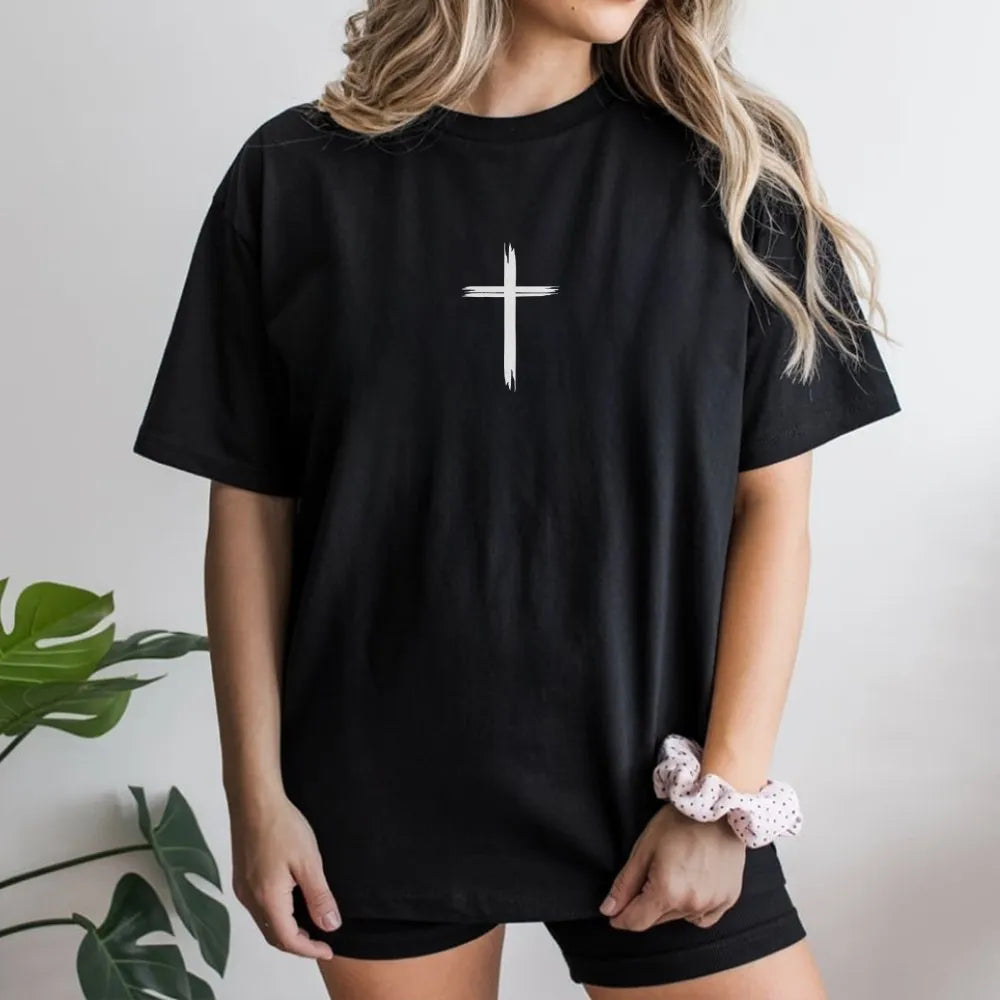 Christian Cross T-Shirt | Minimalist Brush Stroke Design | Premium Soft Cotton | Inspirational Faith Apparel Gift