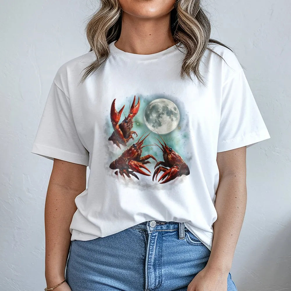 Crawfish Moon Sweatshirt | Surreal Lobster Full Moon Graphic | Cozy Cotton Blend Pullover | Gift for Seafood Lover
