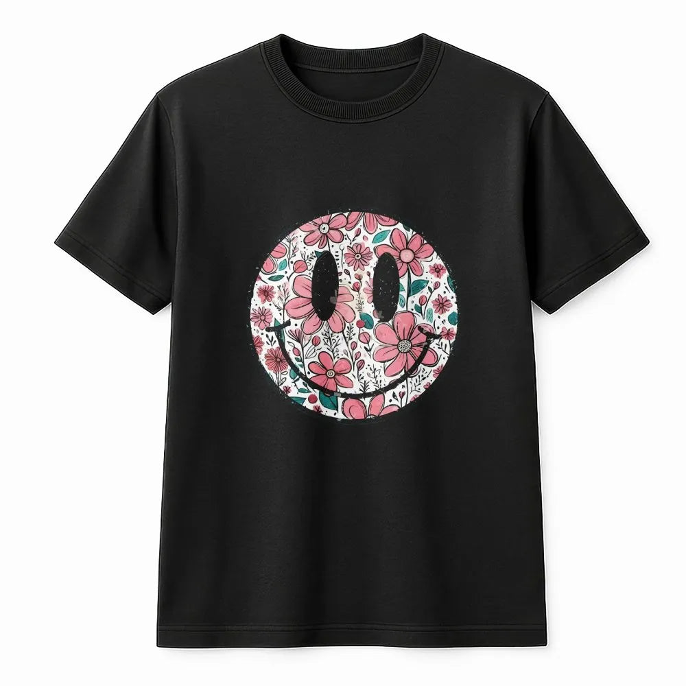 Floral Smiley Face Sweatshirt | Cute Retro Daisy Graphic Crewneck | Soft Cotton Blend | Mother's Day Gift for Mom