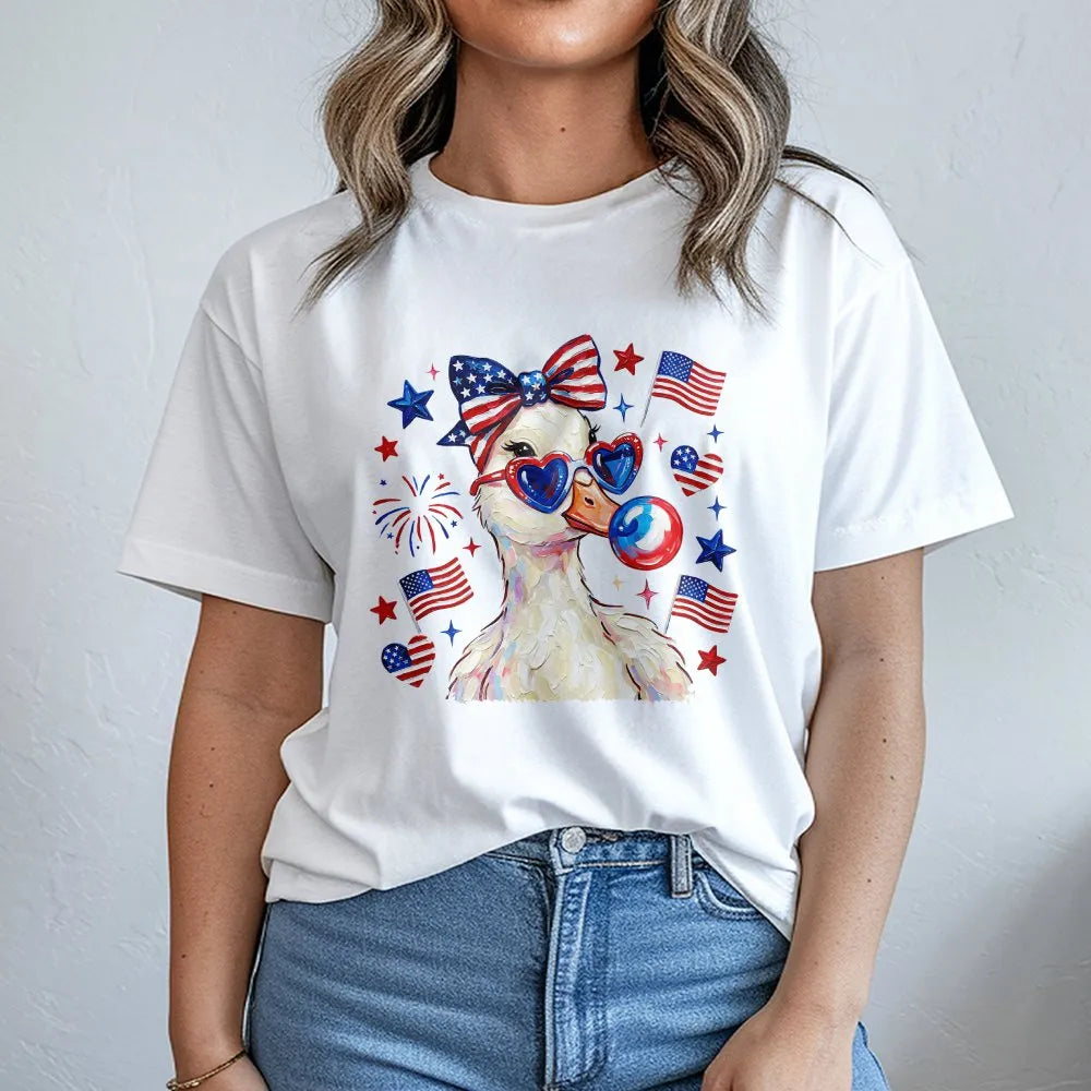 Patriotic Duck Sweatshirt | Cute Coquette Americana Graphic | Soft Cotton Blend | 4th of July Party Gift for Her