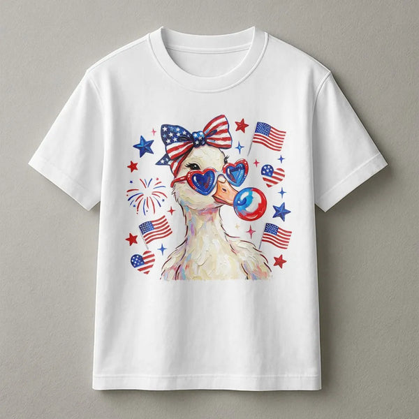 Patriotic Duck Sweatshirt | Cute Coquette Americana Graphic | Soft Cotton Blend | 4th of July Party Gift for Her