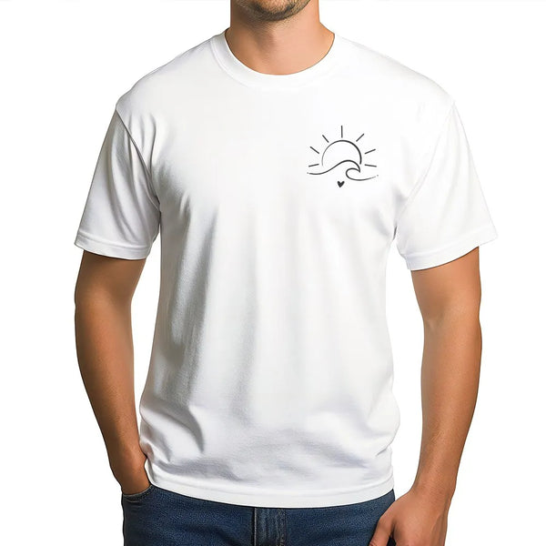 Minimalist Sun Wave T-Shirt | Boho Beachy Graphic Pullover | Soft Cotton Blend | Summer Ocean Lover Gift for Women