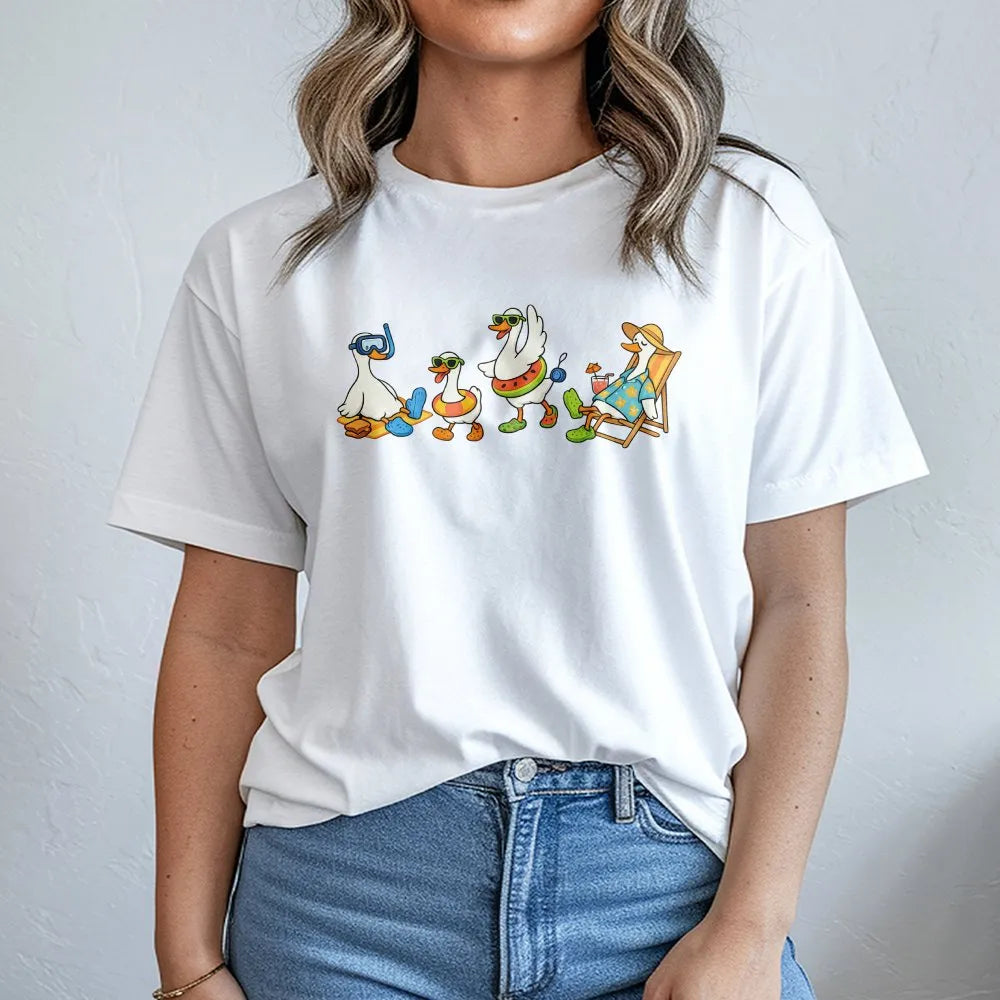 Silly Goose Sweatshirt | Funny Cartoon Beach Geese Graphic | Cozy Cotton Blend Pullover | Unisex Animal Lover Gift