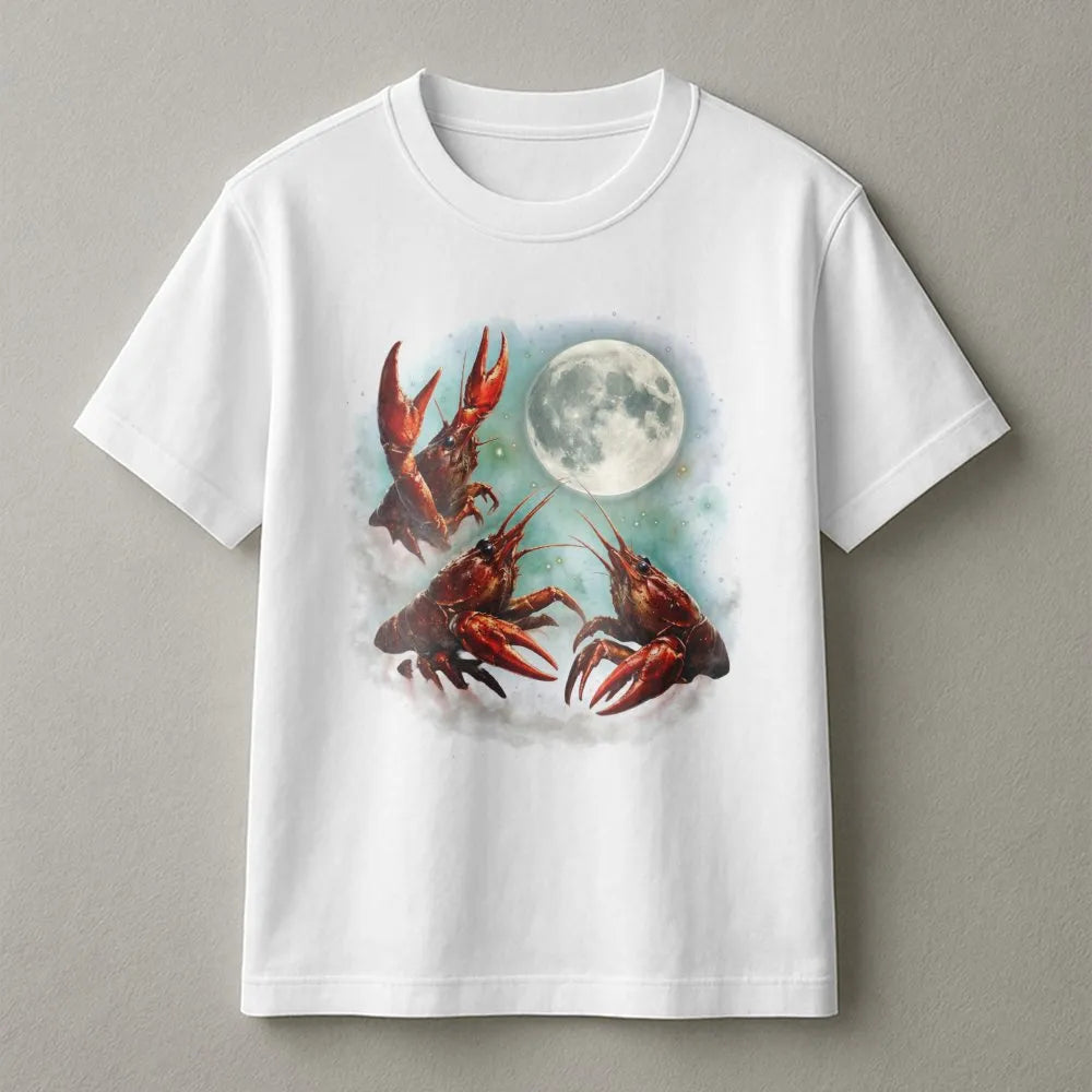 Crawfish Moon Sweatshirt | Surreal Lobster Full Moon Graphic | Cozy Cotton Blend Pullover | Gift for Seafood Lover